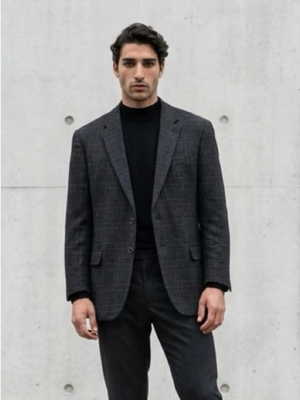 Joseph Abboud Tollegno 1900 Men's Charcoal Gray Plaid Two-Button Blazer